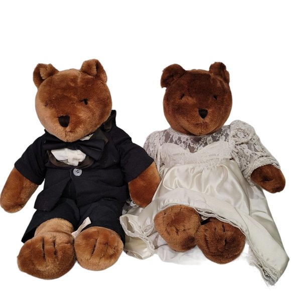 vintage 1983 Aldon heart co bride and groom teddy bears huntington beach - Picture 1 of 10